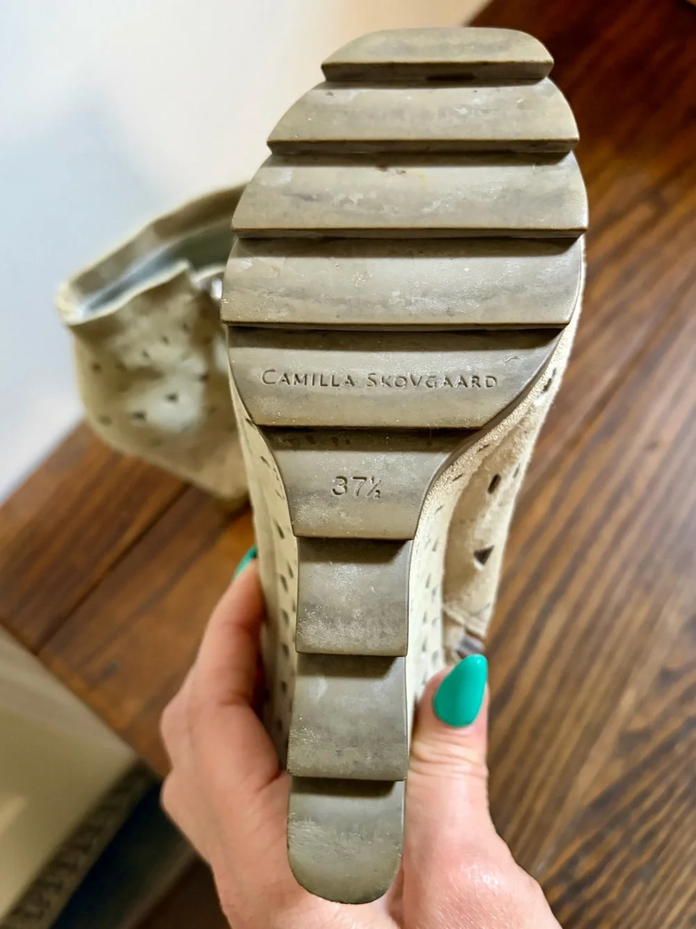 Cutout Suede Wedge Ankle Boots in Taupe